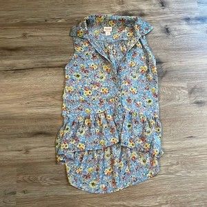 Mossimo Supply Co Summer Sheer Blouse - Sunflower Floral Blue + Yellow